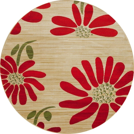 Standalone 5 ft. Antigua Collection Spring Daisy Woven Round Area Rug, Beige ST2590085